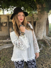 Load image into Gallery viewer, BOHEMIAN WHITE LACE BELL LONG SLEEVE BY POL
