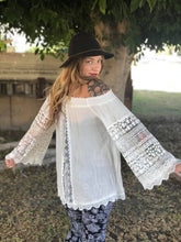 Load image into Gallery viewer, BOHEMIAN WHITE LACE BELL LONG SLEEVE BY POL
