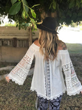 Load image into Gallery viewer, BOHEMIAN WHITE LACE BELL LONG SLEEVE BY POL
